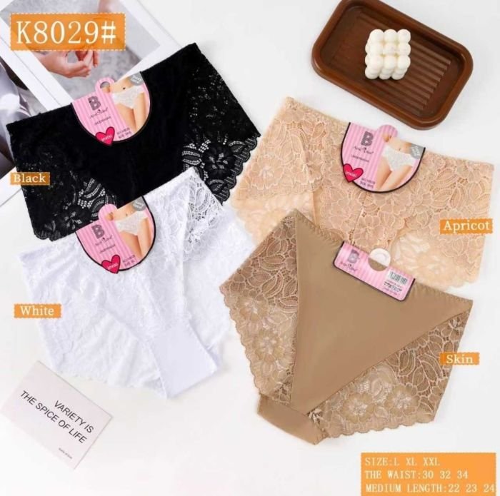 Жіночі труси "AosiRose" К-8029 мікрофібра, р. 48, 50, 52 -асорті -(Однотонні з мереживом) -уп. 12 шт