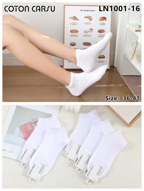 Шкарпетки "Cotton Carsu" LN-1001-16 стрейч жіночі, р. 36-41 -(Короткі /білі) -уп. 10 шт