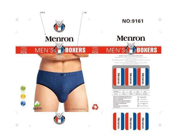 Плавки "Menron" 9161 cotton+bamboo р. Хl, 2XL, 3XL, 4XL -мікс забарвлень -ростовка 12 шт