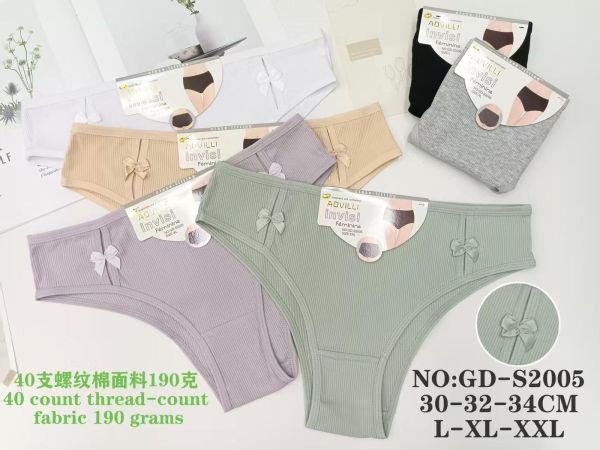 Жіночі труси "AOVILLI" GD-S-2005 cotton, р. L, XL, 2XL -(46-48, 48-50, 50-52) -асорті -(Однотонні в рубчик) -уп. 12 шт