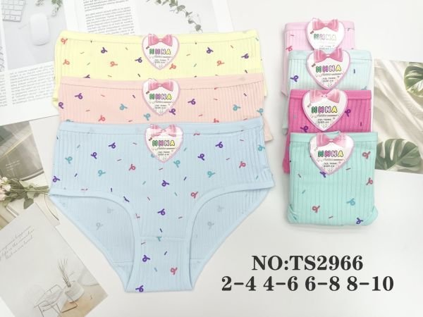 Труси дитячі "HNNA" TS-2966 дівчинка cotton в рубчик, р. 2-4, 4-6, 6-8, 8-10 років -асорті -уп. 12 шт