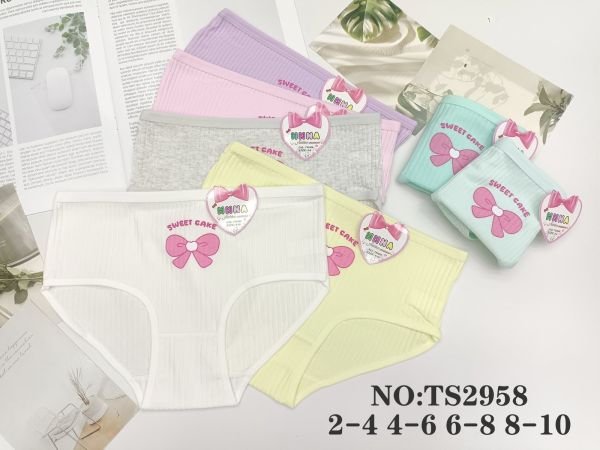Труси дитячі "HNNA" TS-2958 дівчинка cotton в рубчик, р. 2-4, 4-6, 6-8, 8-10 років -асорті -уп. 12 шт