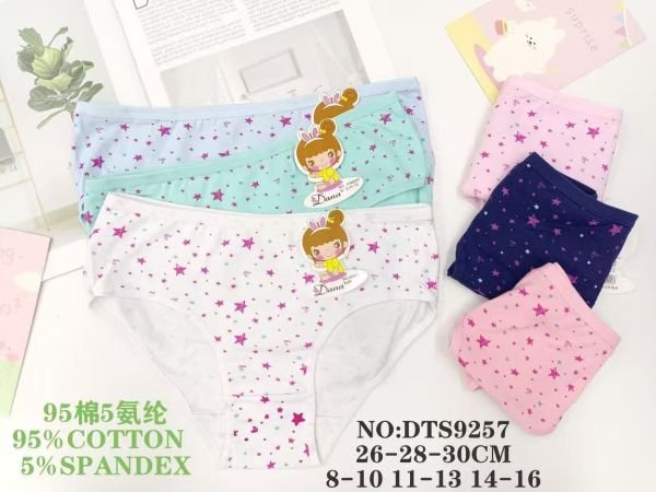 Труси дитячі "HNNA" DTS-9257 дівчинка cotton, р. 8-10, 11-13, 14-16 років -асорті -уп. 12 шт