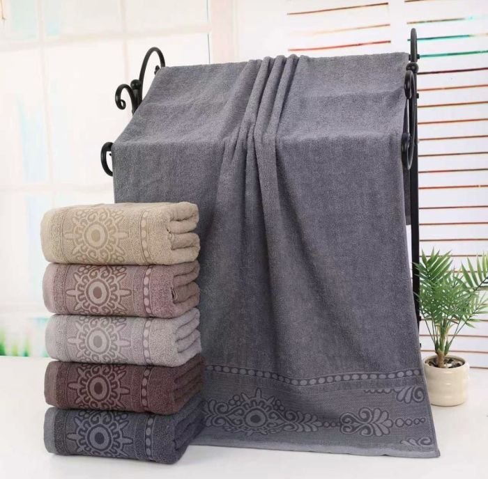 Рушник 2013-А-72 банний cotton -махра, р. 140*70 -уп. 6 шт -(Однотонні +вставка з орнаментом -баня)