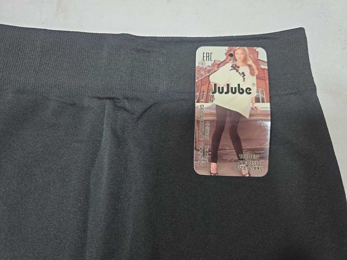 Лосини "JUJUBE" 859-J безшовні мікрофібра +верх на широкому поясі, р. L-2XL -(46-50) -(чорні)