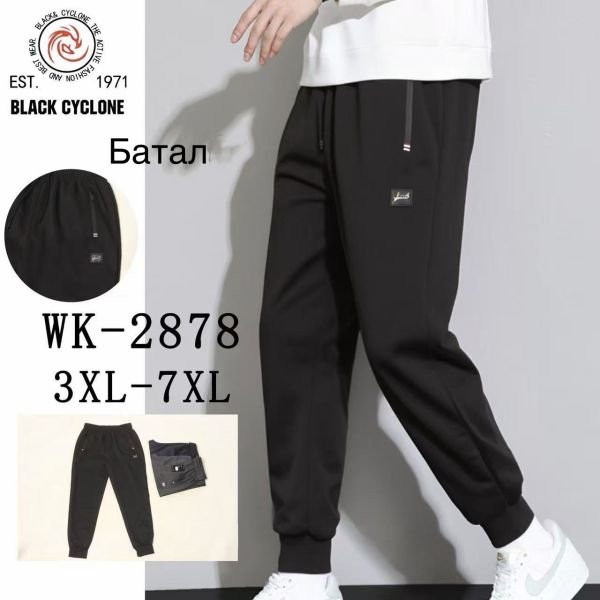 Спортивні штани "Black Cyclone" WK-2878 чоловічі трикотажні (на манжеті), р. 3XL, 4XL, 5XL, 6XL, 7XL -ростовка 5 шт