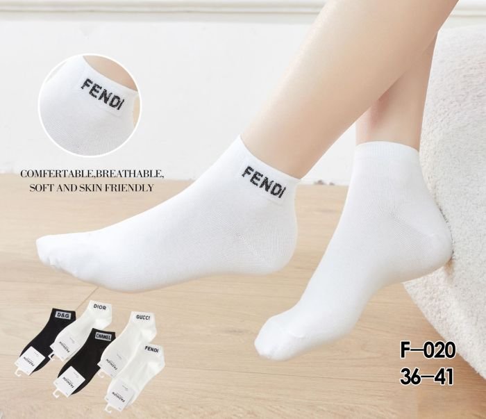 Шкарпетки Туреччина "FASHION" F-020 стрейч /cotton жіночі, р. 36-41 -асорті -(Укорочені -чорні та білі +чорні та білі +збоку на гумці вставка з камінчиків з різними написами) -уп. 10 шт