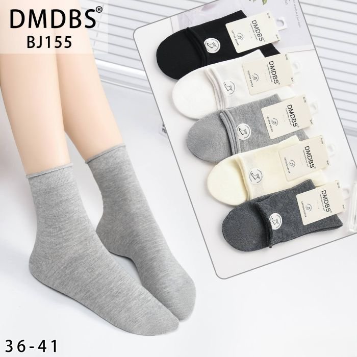 Шкарпетки "DMDBS" BJ-155 стрейч /cotton "з ослабленою гумкою +" жіночі, р. 36-41 -асорті -(Високі -однотонні із сірим міксом +із закрученим верхом) - уп. 10 шт