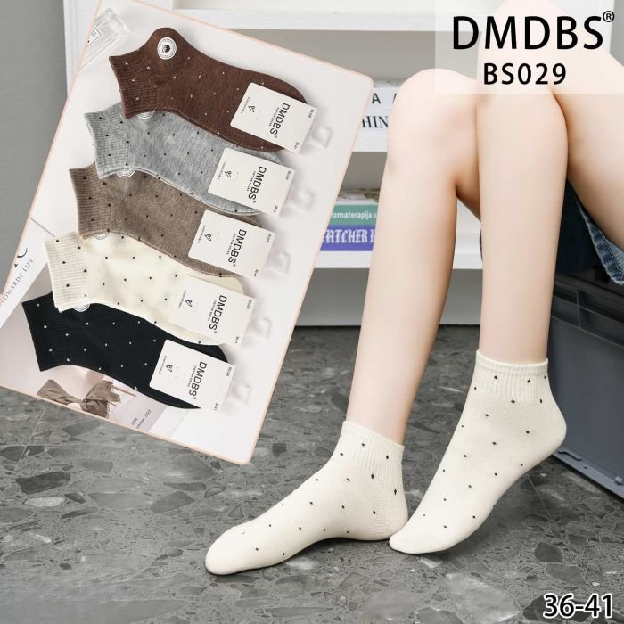 Шкарпетки "DMDBS" BS-029 стрейч /cotton жіночі, р. 36-41 -асорті -(Укорочені в дрібний горошок +гумка у рубчик) - уп. 10 шт