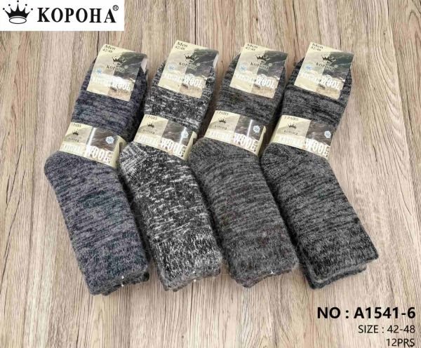 Шкарпетки "КОРОНА" 1541-6 термо ангора +шерсть на махрі чоловічі, р. 42-48 -асорті -(В'язані товсті /меланж -чол.) -уп. 12 шn