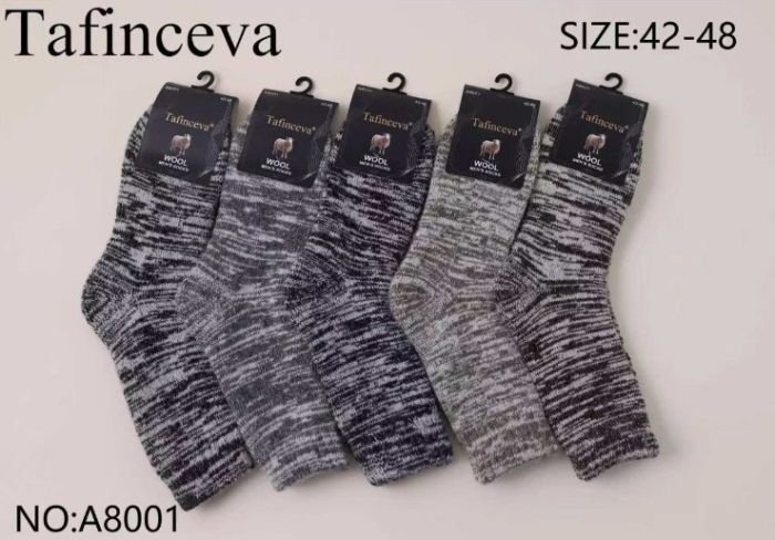 Шкарпетки "Tafinceva" А-8001 вовняні на махрі чоловічі, р. 42-48 -асорті -(меланжеві -чол.) -уп. 12 шт