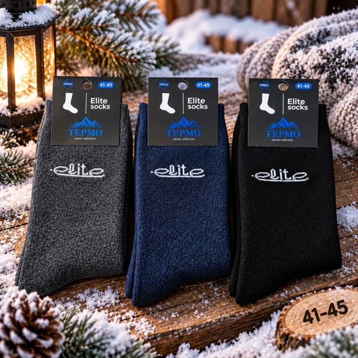 Шкарпетки "Дукат-Elite Socks Termo" М-5219 махрові чоловічі, р. 41-45 -(Махра/ асорті -з вишивкою Elite) -уп. 12 шт